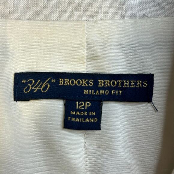 Brooks Brothers 346 women's Milano fit beige linen 2 button blazer size 12P - Picture 6 of 11